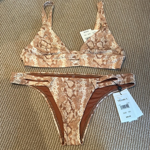 NWT VITAMIN A neutral sand snakeskin bikini size large - Picture 4 of 10
